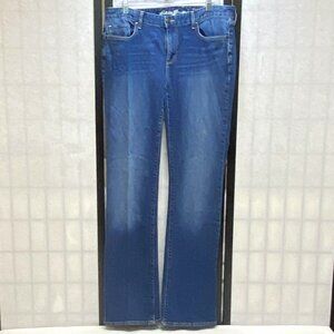 Eddie Bauer Mid Rise Truly Straight Stretch Boot Cut Denim Jeans Medium Wash 14L